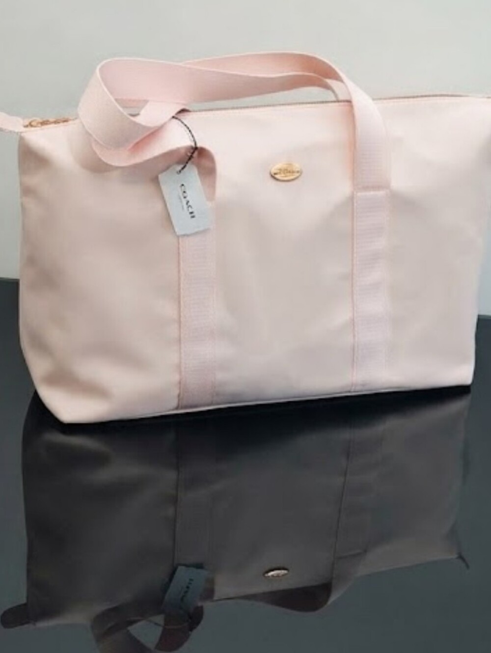 Coach Blush Pink With Rose Gold Emblem Large Weekender Bag. Brand New Authentic